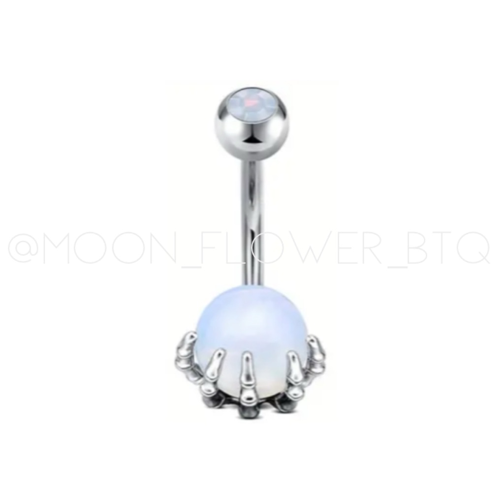 14g Crystal Belly Button Ring | Stainless Steel Navel Piercing With Claw Setting